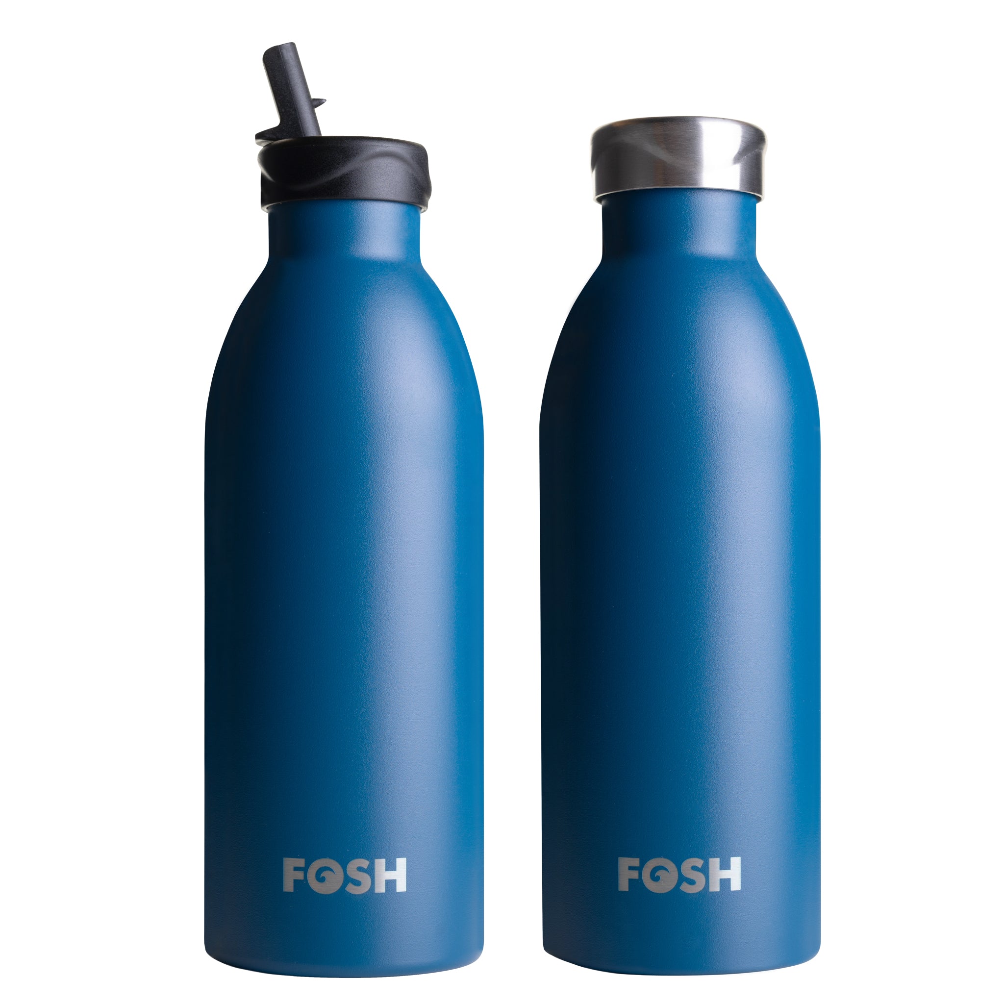 Blue Bottle Blue Metal Water Bottles With Straw FOSH
