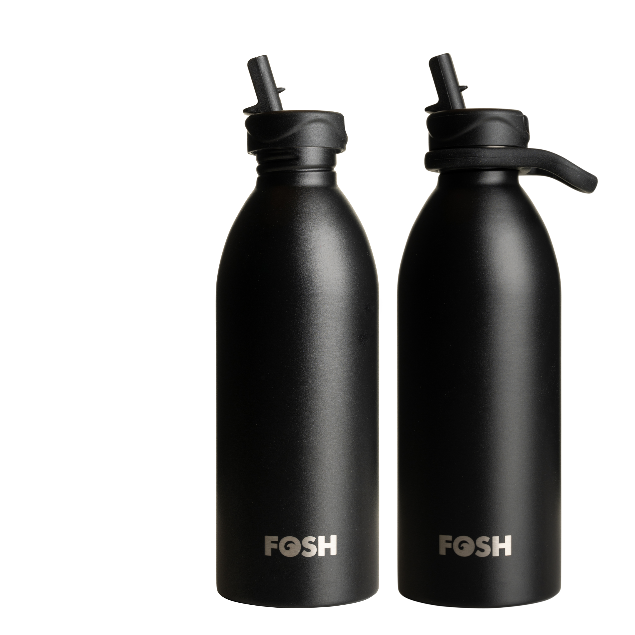 Black Water Bottle | Orca Black Metal Water Bottle With Straw | FOSH